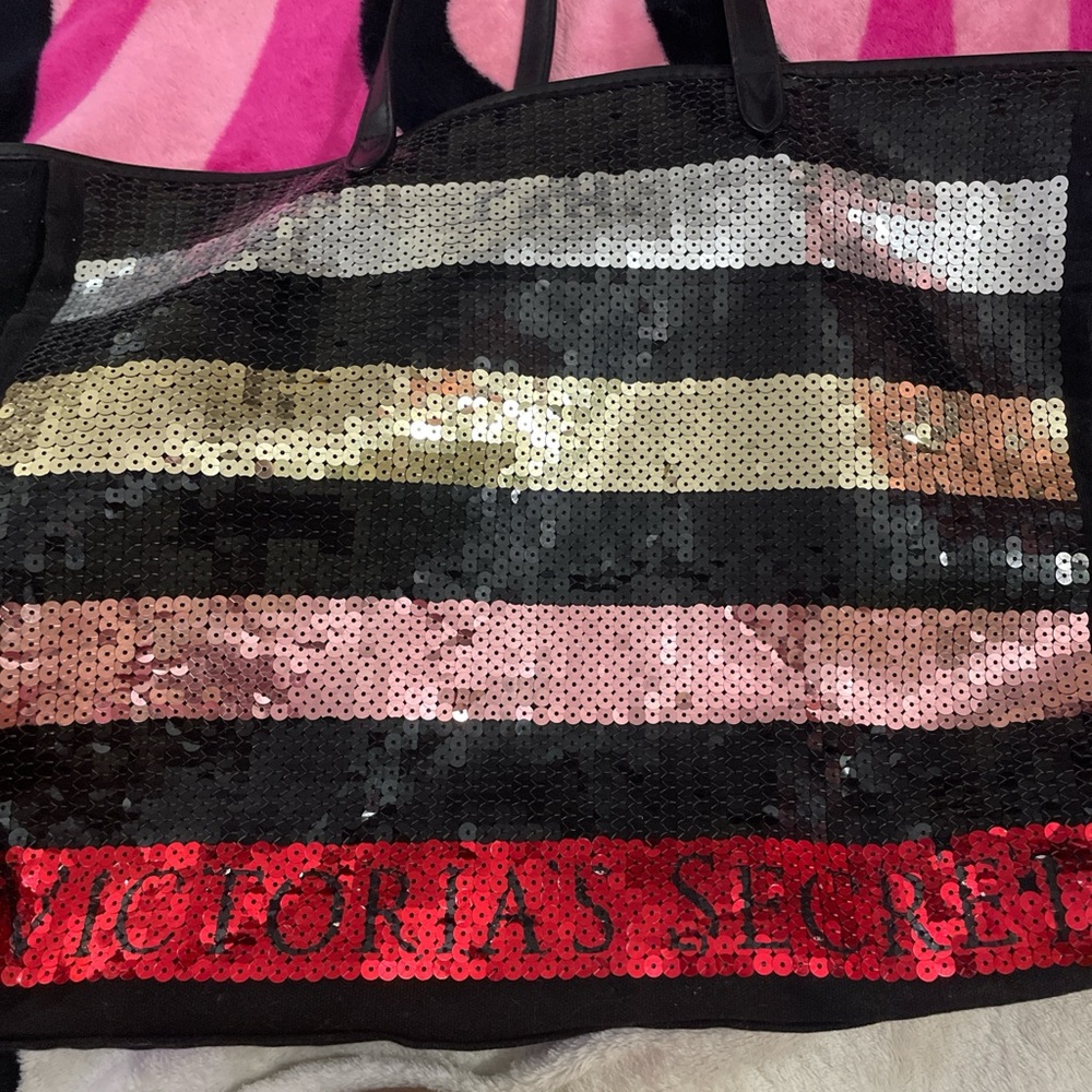 Victoria's Secret Black and Gold Tote Bag
